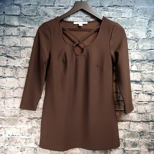 5/$30🎀Boston Proper | Brown Fit and Flare Career Wear Tunic Top
